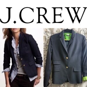 J. Crew Women's Dark Blue Blazer with Gold Buttons
